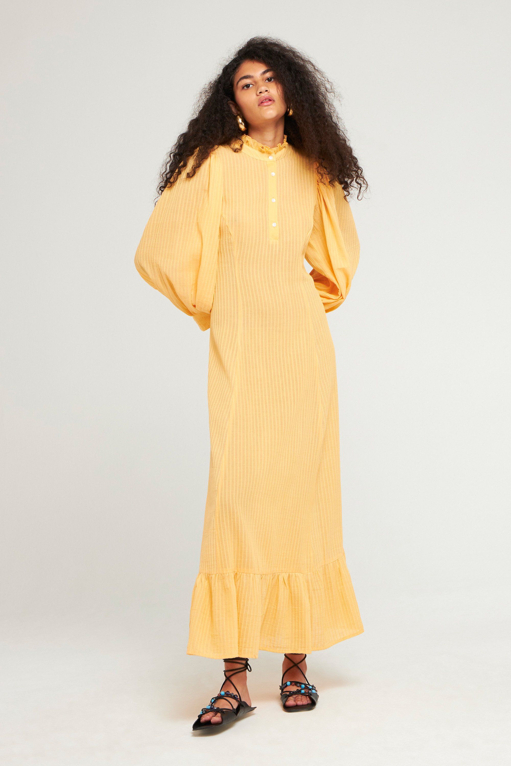 at opfinde fond Rough sleep Mango orange cotton crepe maxi dress | Puff-sleeved dress | ANTIK BATIK
