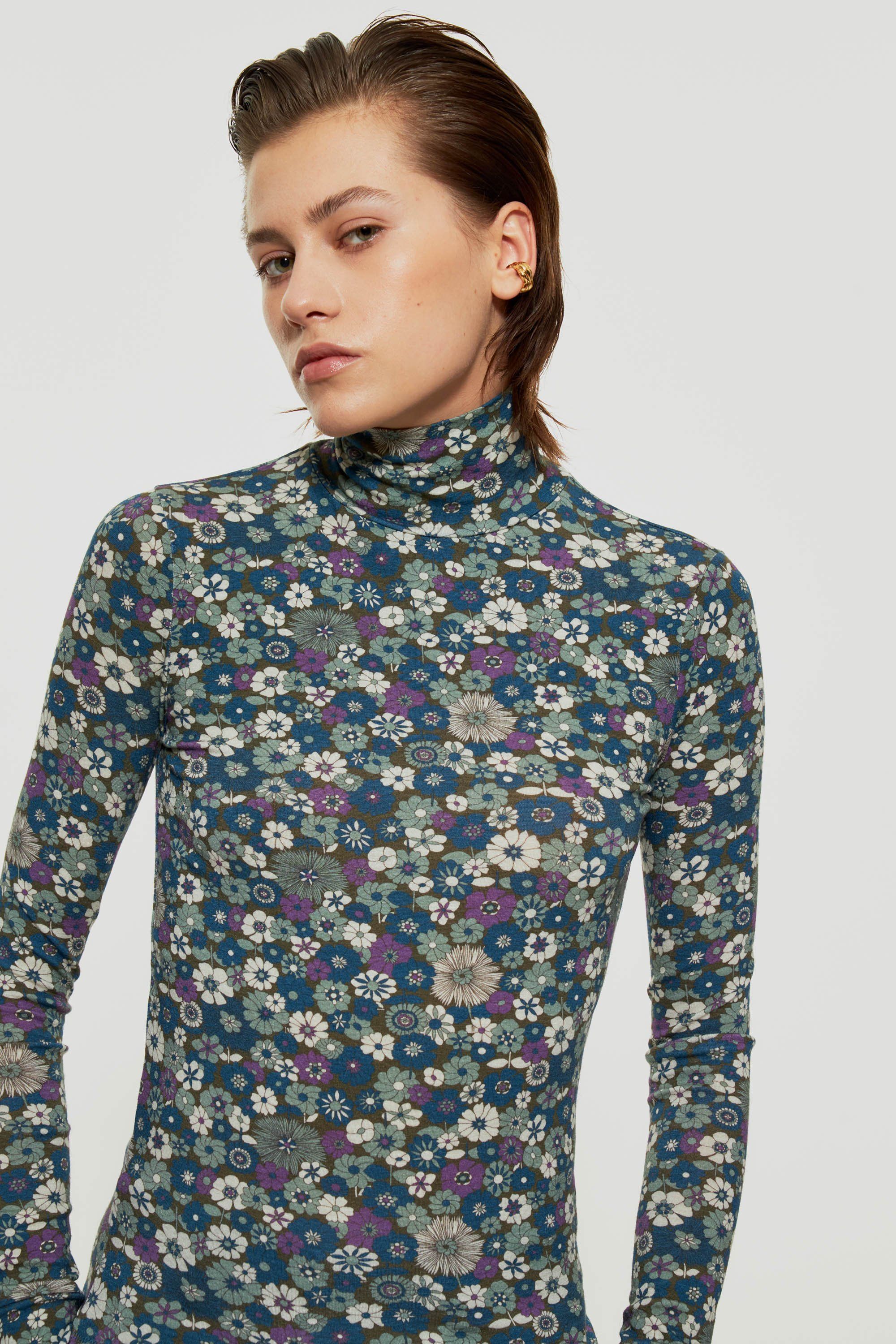 Vintage floral turtleneck best sale