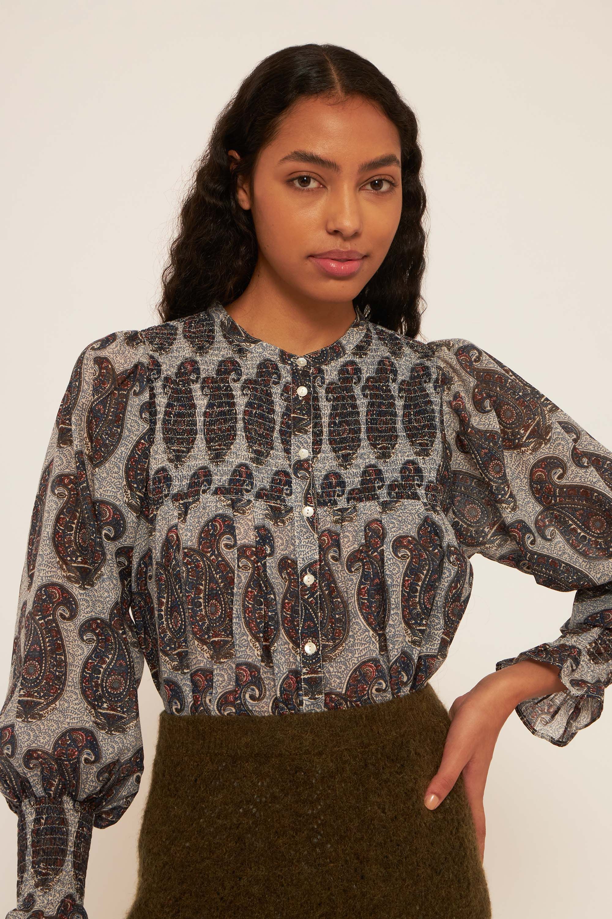 Cotton fluid blouse | Paisley print blouse | ANTIK BATIK