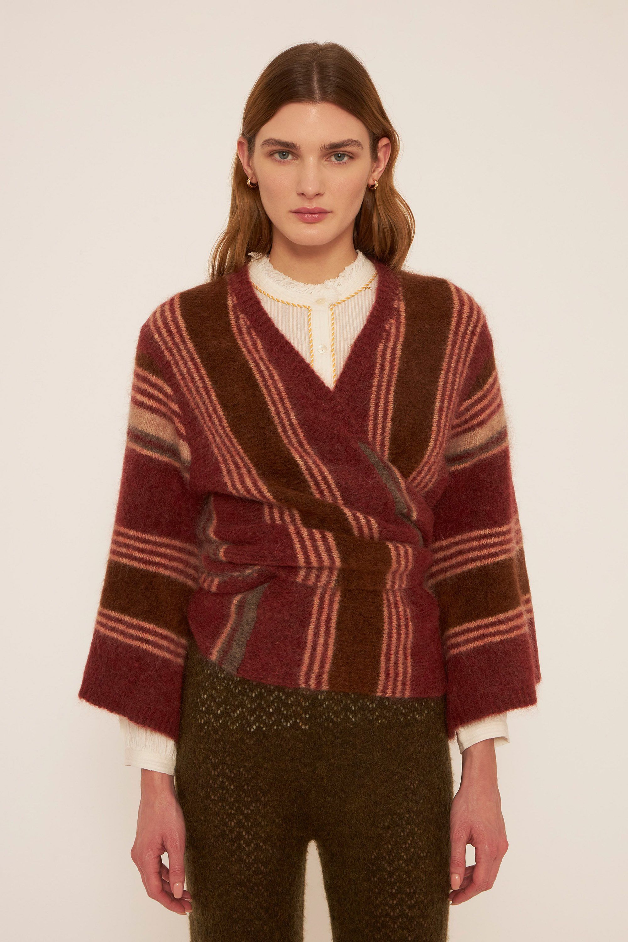 Bordeaux wrap cardigan Mohair wool cardigan ANTIK BATIK
