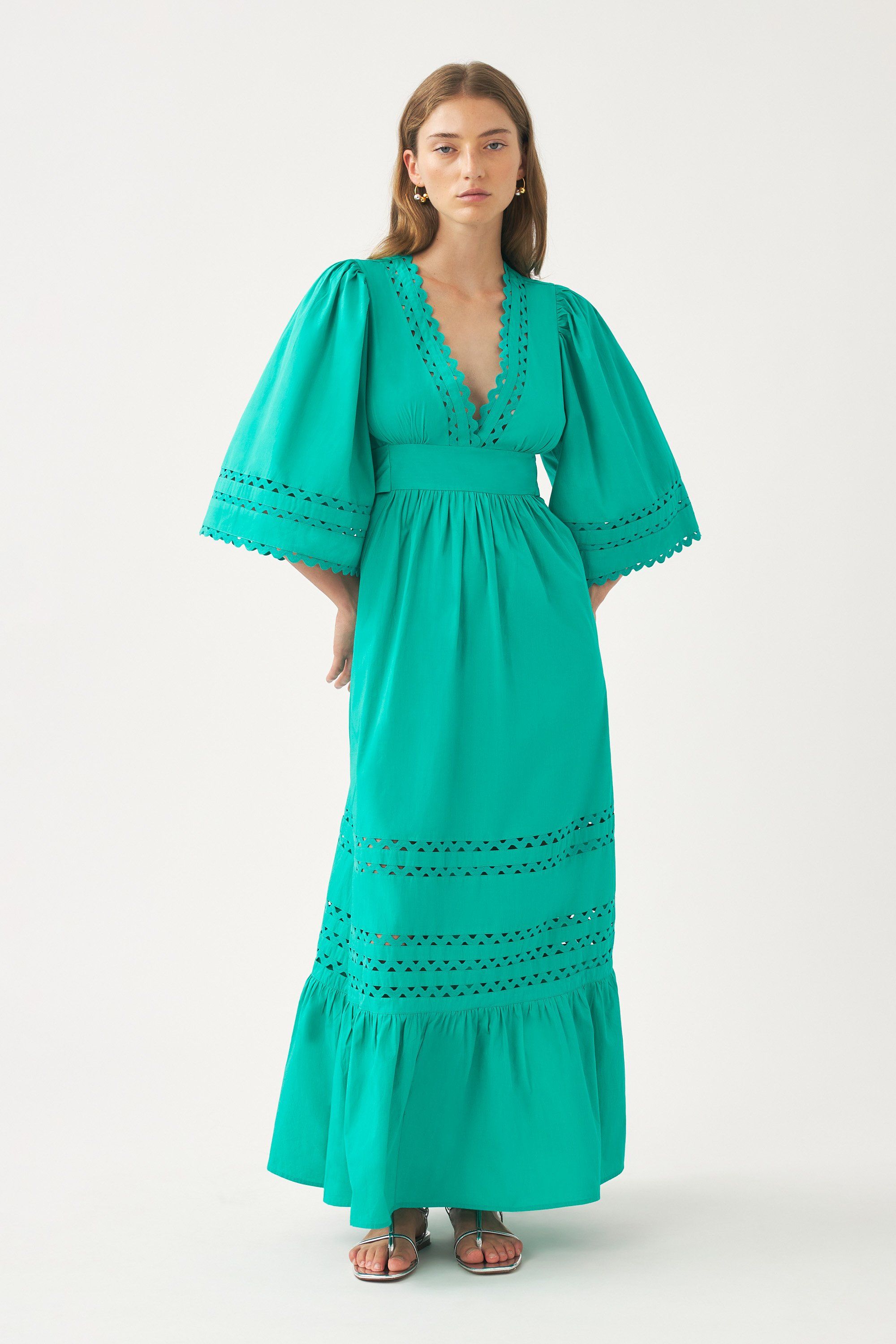 Blue poplin maxi dress Bohemian and demi couture maxi dress ANTIK BATIK