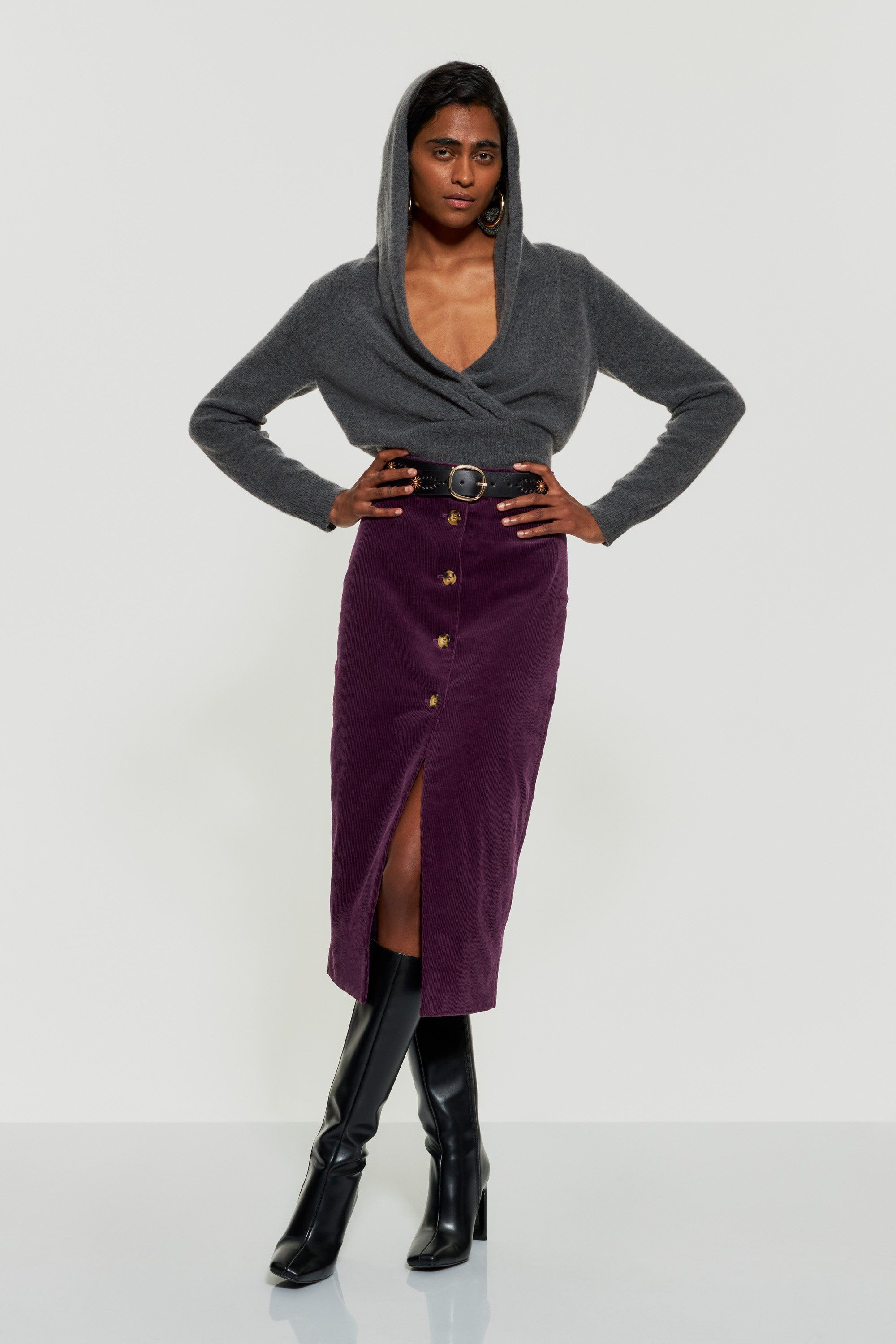Velvet flare trousers Velvet buttoned maxi skirt ANTIK BATIK