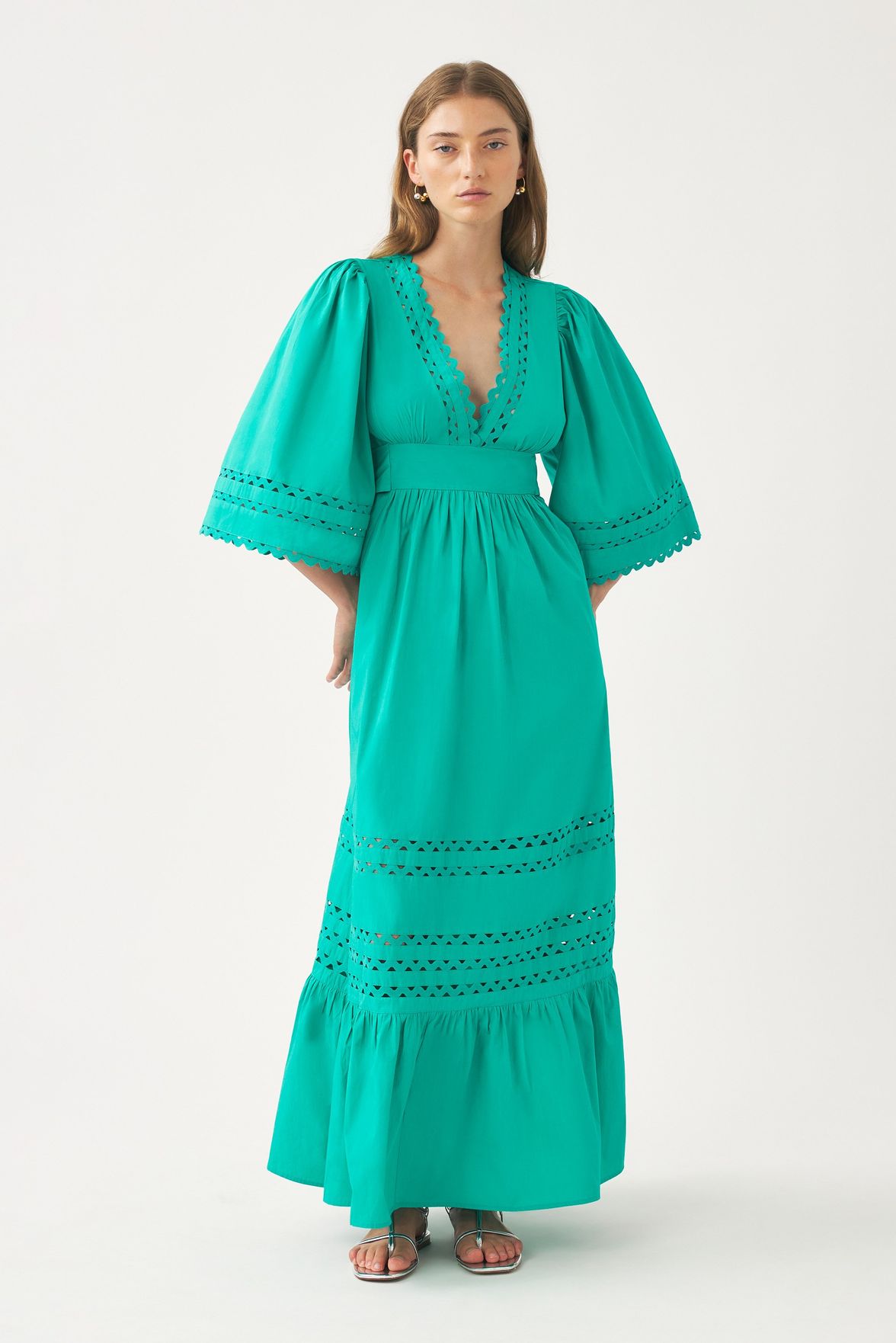 Robe longue bleue Popeline Robe longue boheme et semi couture ANTIK BATIK