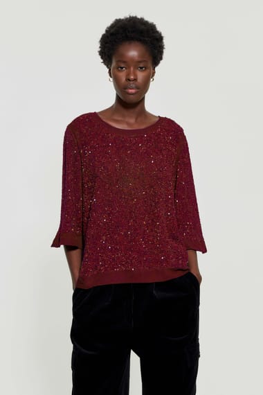 Black and red sequin 2025 top