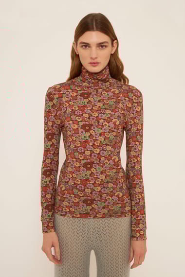 Floral turtleneck on sale