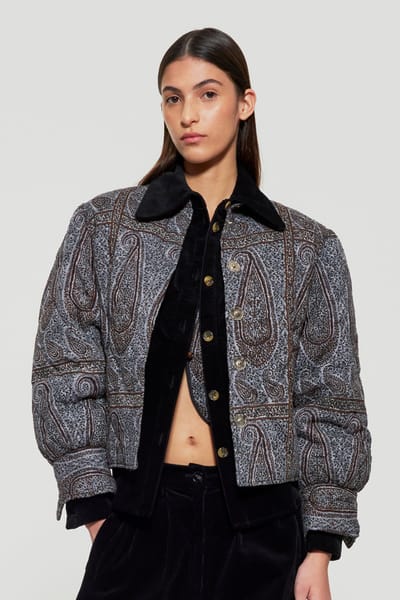 Antikbatik Veste matelassée imprimée Hida