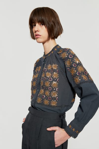 Antikbatik Chemisier brodé de sequins Joana