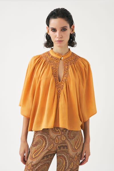 Antikbatik Cotton voile hand-embroidered blouse Ayo