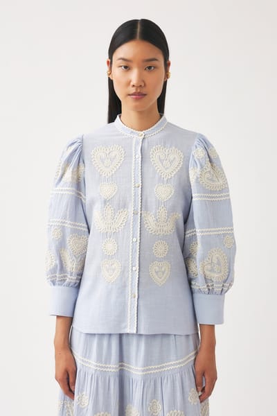 Antikbatik Blouse with Hungarian-inspired embroidery Rony