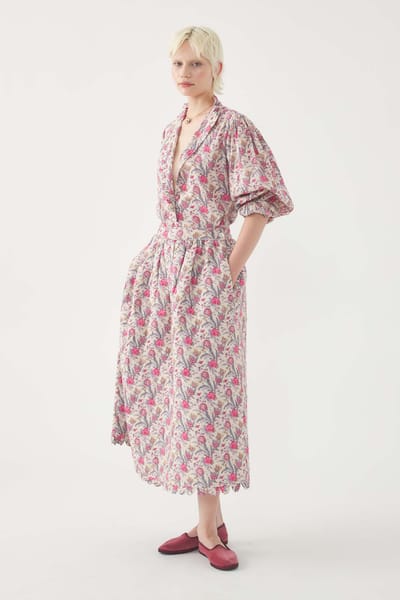 Antikbatik Antonia Striped Puff-Sleeve Blouse