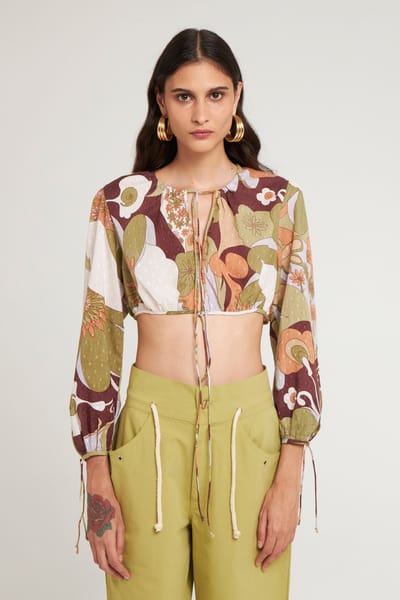 Antikbatik Crop-top plumeti estampado Bahia