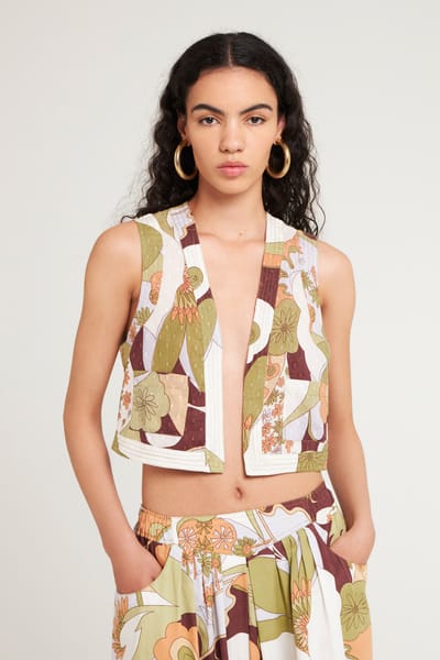 Antikbatik Bahia plumetis print vest