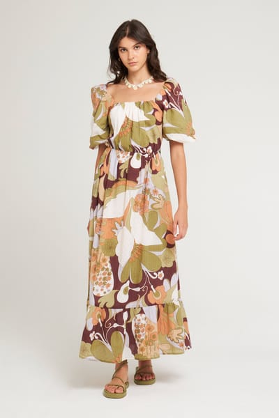 Antikbatik Durchscheinendes Plumetis-Kleid Bahia