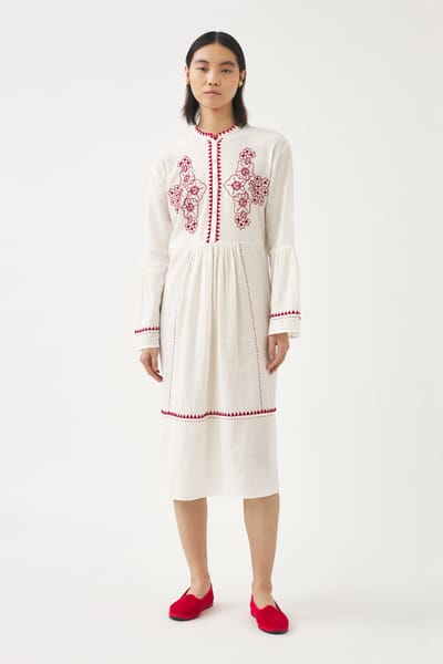 Antikbatik Linen hand-embroidered dress Cindy