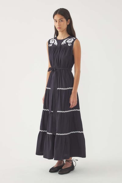 Antikbatik Vestido largo bordado Dalli