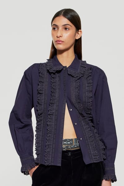 Antikbatik Blusa de volantes Diane