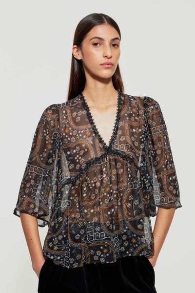 Sheer boho top sales