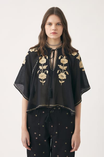 Antikbatik Mini kaftan hand-embroidered with silk Ila