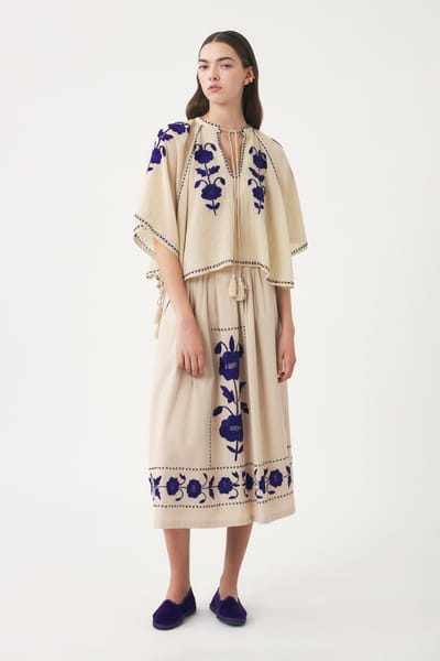 Antikbatik Mini kaftan hand-embroidered with silk Ila