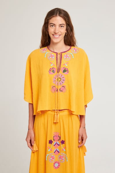 Antikbatik Top brodé style caftan Magoo