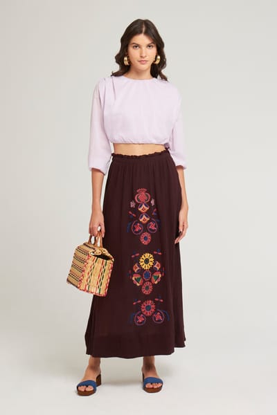 Antikbatik Magoo embroidered maxi skirt