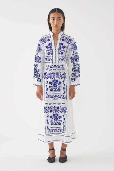 Antikbatik Vestido largo bordado Mamie