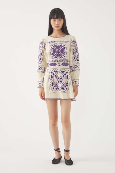 Antikbatik Abito lungo ricamato Milos