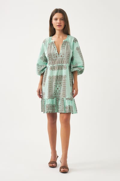 Antikbatik Robe courte en voile de coton imprimé Nalii