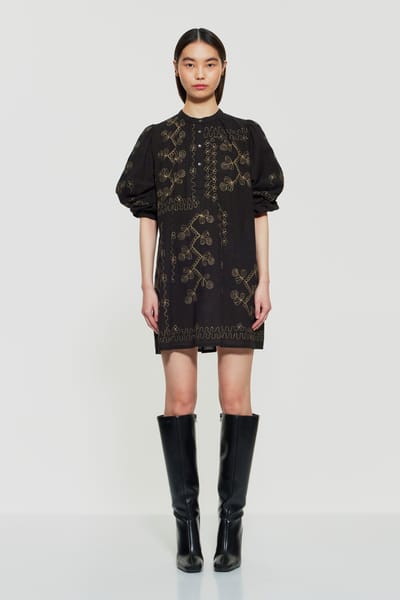 Antikbatik Robe courte brodée Oriane