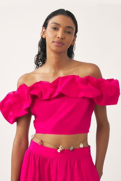 Antikbatik Off-shoulder cropped top Pop