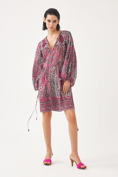 Antikbatik Robe courte imprimée Tajar