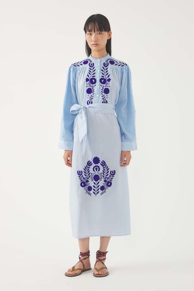 Antikbatik Vestido largo bordado Tamir