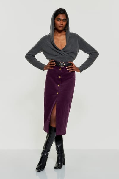 Antikbatik Tilda velvet midi skirt