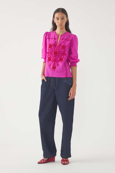 Antikbatik Blusa ricamata Vahani