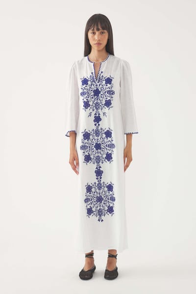 Antikbatik Vestido largo bordado Vahani