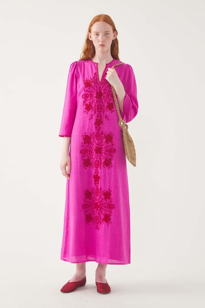 Antikbatik Robe longue brodée Vahani
