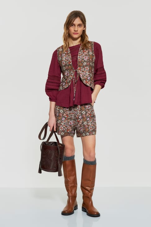 Antikbatik Short matelassé imprimé Flora