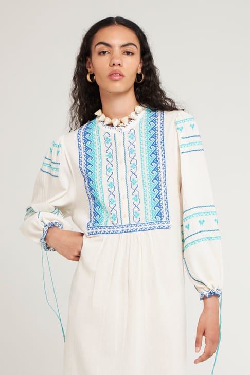 Antikbatik Lima embroidered dress