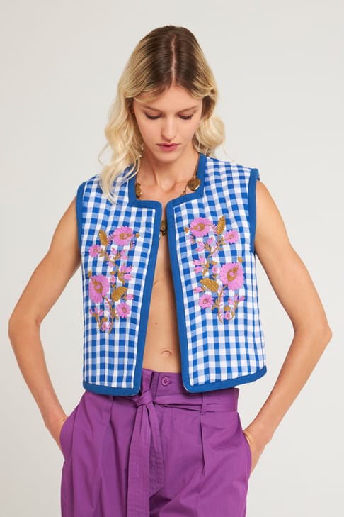 Antikbatik Gilet brodé Polly