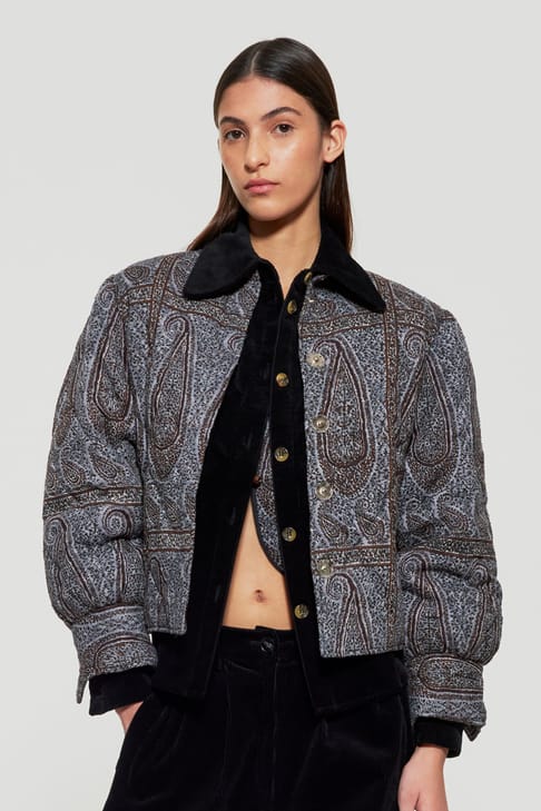Antikbatik Veste matelassée imprimée Hida