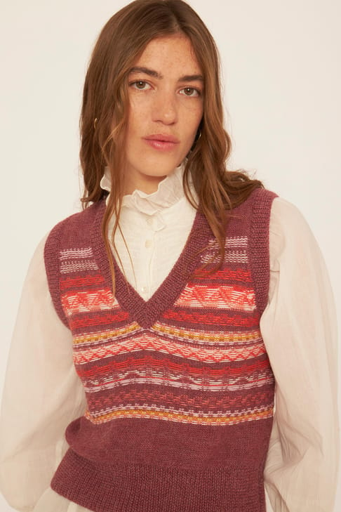 Antikbatik Ärmelloser Pullover aus Alpakawolle Roberto