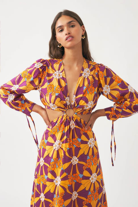 Antikbatik Robe longue cut out Alicia 