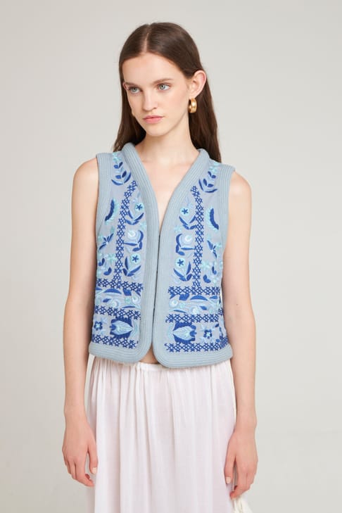 Antikbatik Gilet brodé Andrea