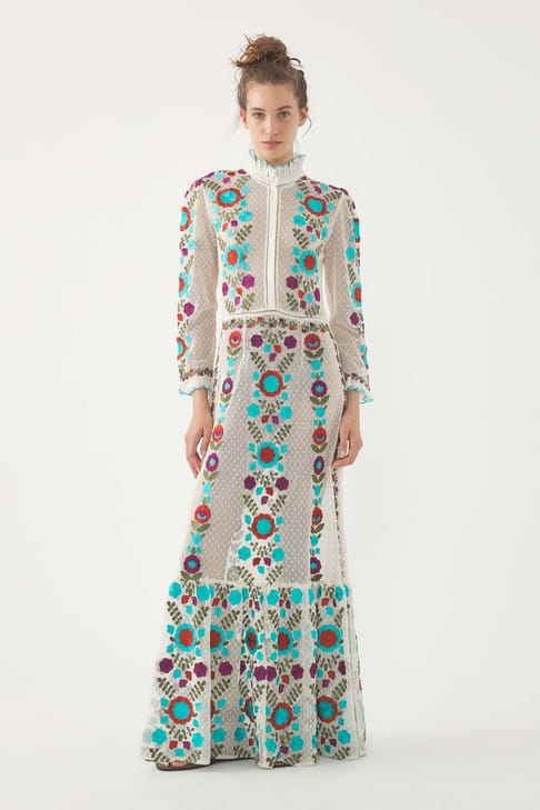 Antikbatik Robe longue brodée Ary