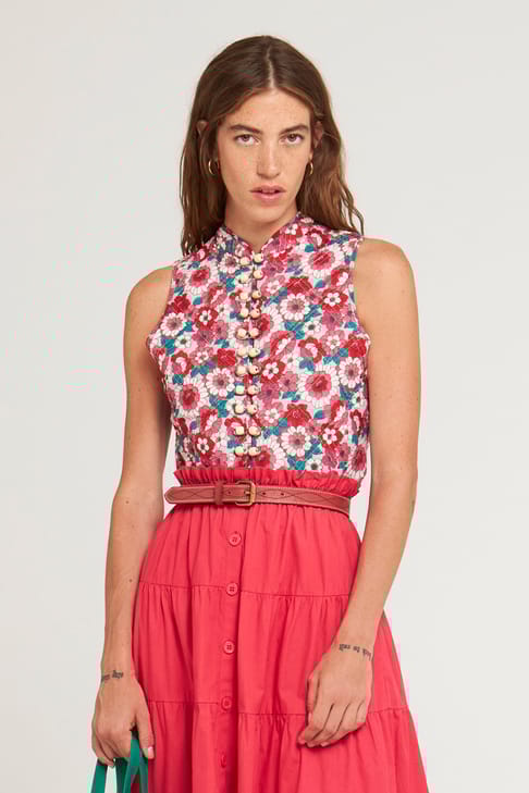Antikbatik Gilet imprimé Blossom