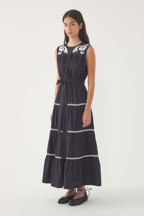 Antikbatik Robe longue brodée Dalli