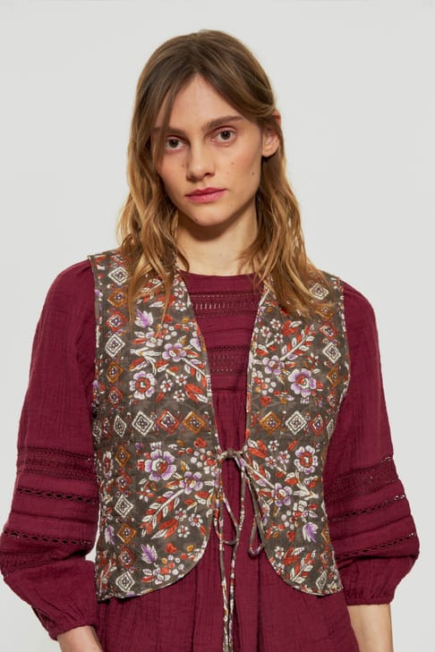 Antikbatik Flora print gilet