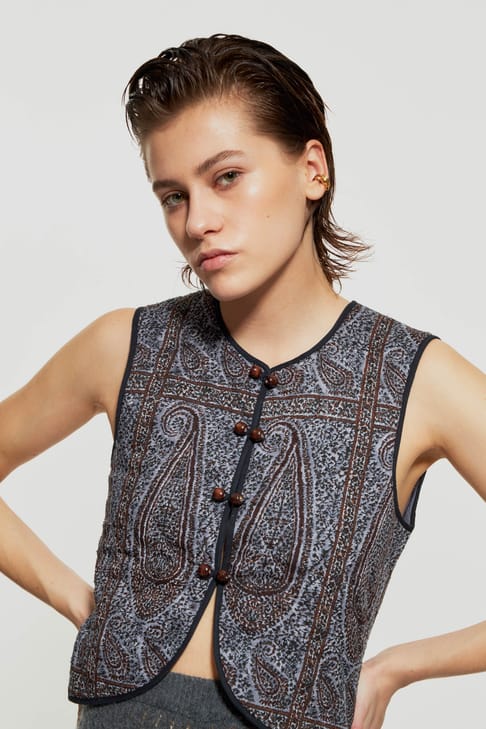 Antikbatik Gilet imprimé Hida