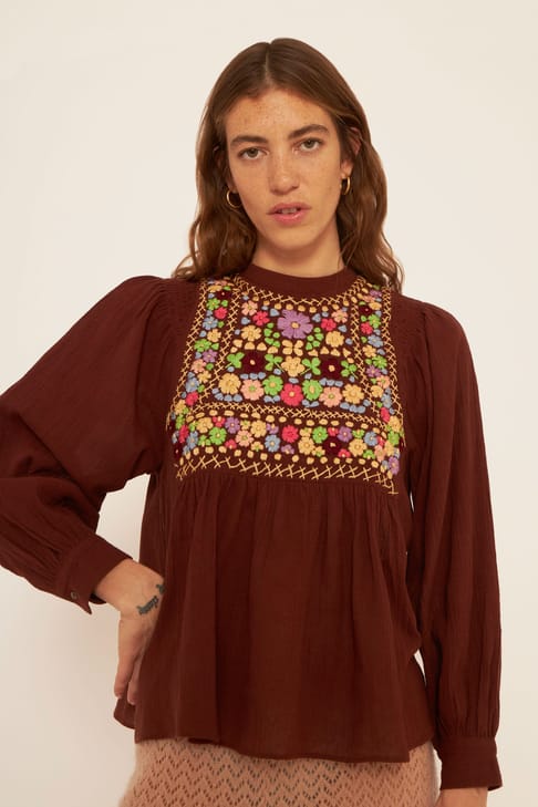 Antikbatik Blusa bordada Line