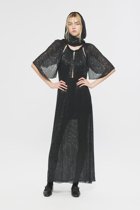 Antikbatik Langes Kleid mit Pailletten Lune